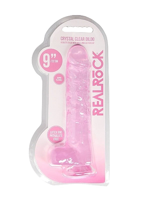 Realrock Crystal Clear Dildo with Balls 9 inch Luxury Sex Toys