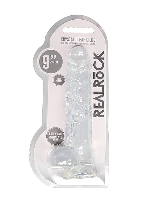 Realrock Crystal Clear Dildo with Balls 9 inch Luxury Sex Toys