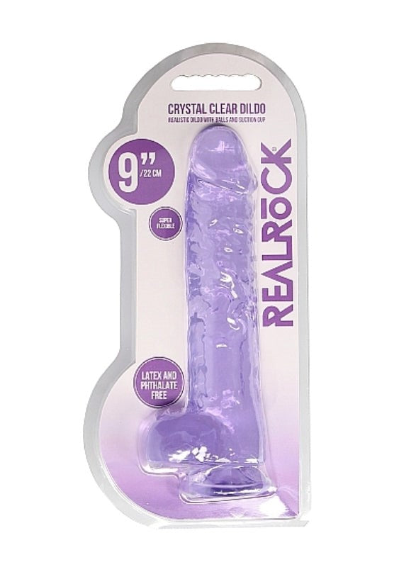 Realrock Crystal Clear Dildo with Balls 9 inch Luxury Sex Toys