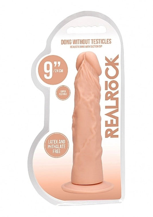 Realrock Skin Dong 9 Inch - Soft TPE, Detailed Design, Harness Compatible - Realistic Dildos