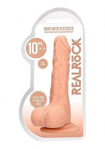 Realrock Skin Dong with Testicles 10 inch - Realistic Dildos