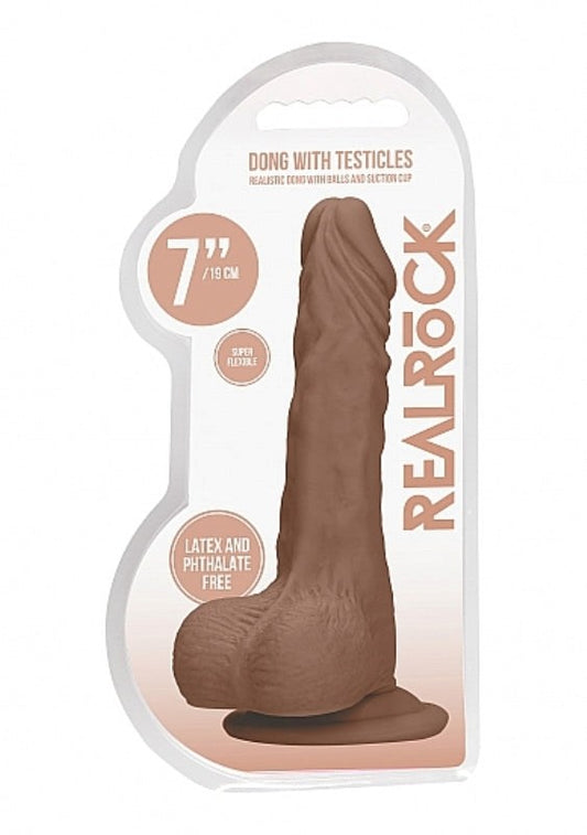 Realrock Skin Dong with Testicles 7 inch - Realistic Dildos