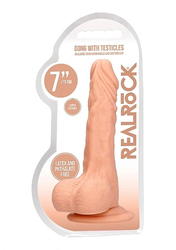 Realrock Skin Dong with Testicles 7 inch Realistic Dildos