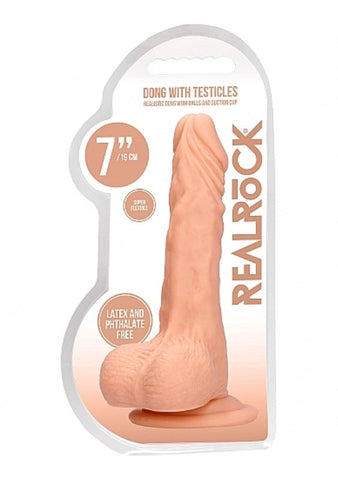 Realrock Skin Dong with Testicles 7 inch - Realistic Dildos