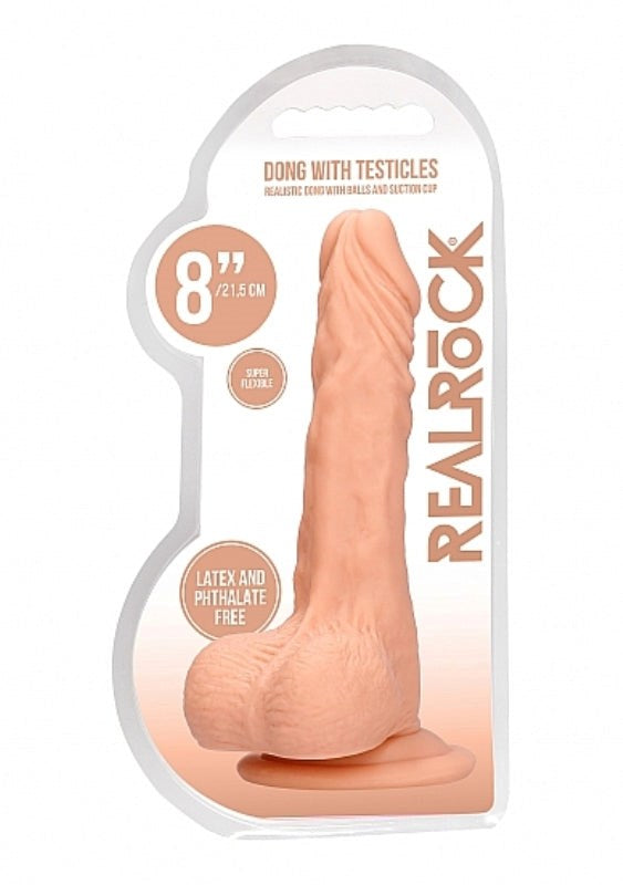 Realrock Skin Dong with Testicles 8 inch Realistic Dildos