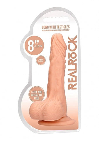 Realrock Skin Dong with Testicles 8 inch - Realistic Dildos