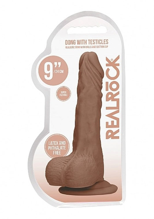 Realrock Skin Dong with Testicles 9 inch - Realistic Dildos