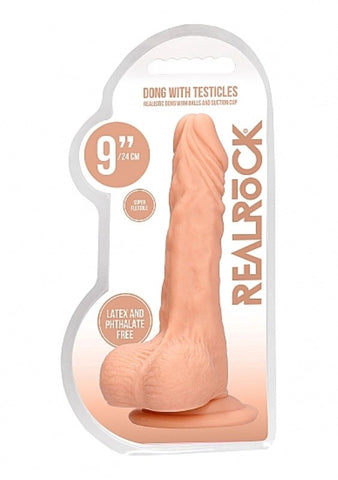 Realrock Skin Dong with Testicles 9 inch - Realistic Dildos