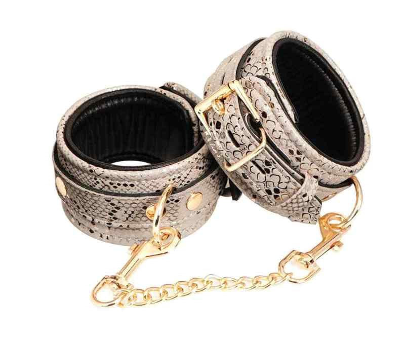 Spartacus Snake Print Microfiber Ankle Restraints Butt Plugs