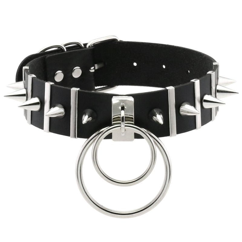 BDSM Spiked Collar PVC With Pendant Masks And Blindfolds