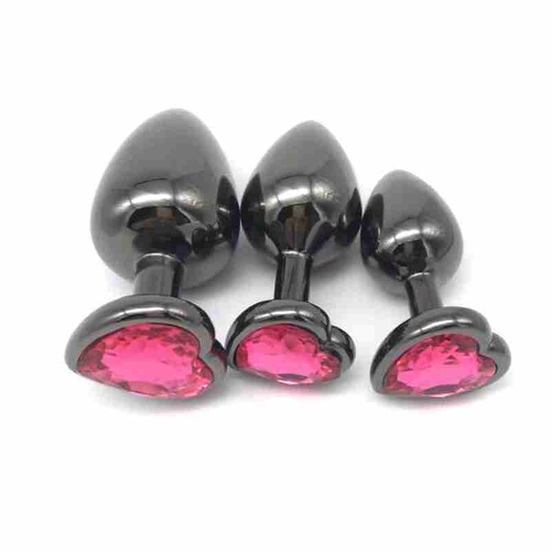 Heart Jeweled Black Steel Butt Plug Large Rabbit Vibrators