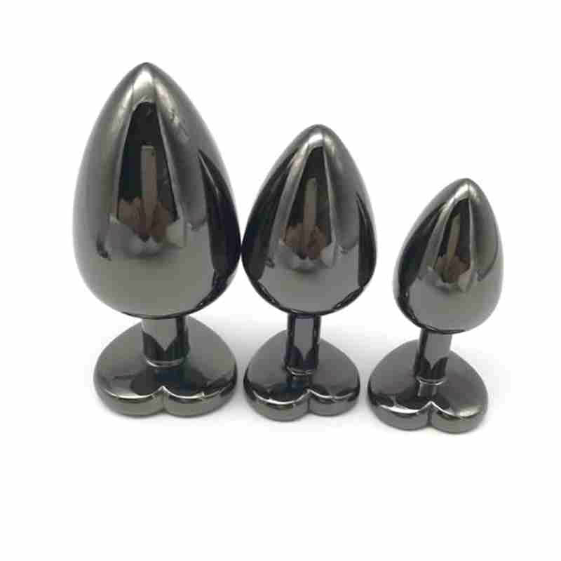 Heart Jeweled Black Steel Butt Plug Large Rabbit Vibrators