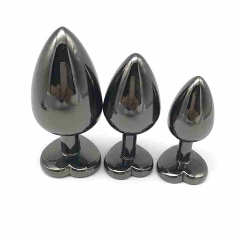 Heart Jeweled Black Steel Butt Plug Large - Rabbit Vibrators