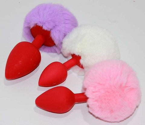 Bunny Faux Tail Silicone Anal Plug Large - Steel Sex Toys