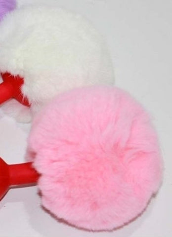 Bunny Faux Tail Silicone Anal Plug Large - Steel Sex Toys