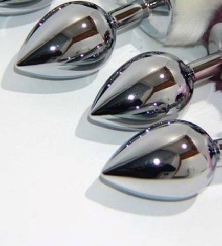 Bunny Faux Tail Silver Smooth Butt Plug Small - Steel Sex Toys
