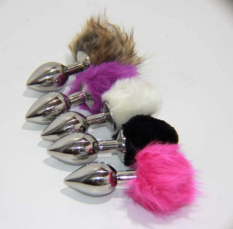 Stainless Steel Sensations - Crazy Rabbit Tail Butt Plug - Remote Control Vibrators