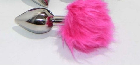 Stainless Steel Sensations - Crazy Rabbit Tail Butt Plug - Remote Control Vibrators