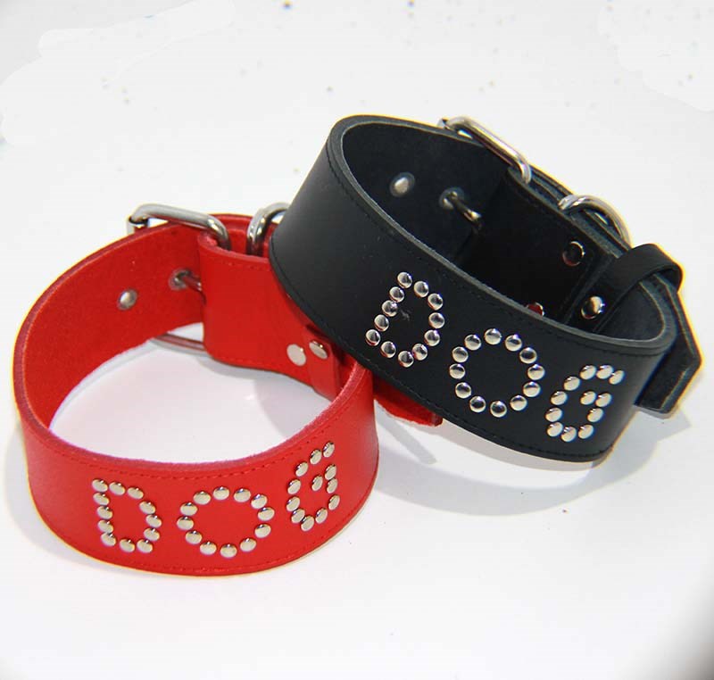 DOG Leather BDSM Collar Fancy Dress Ups