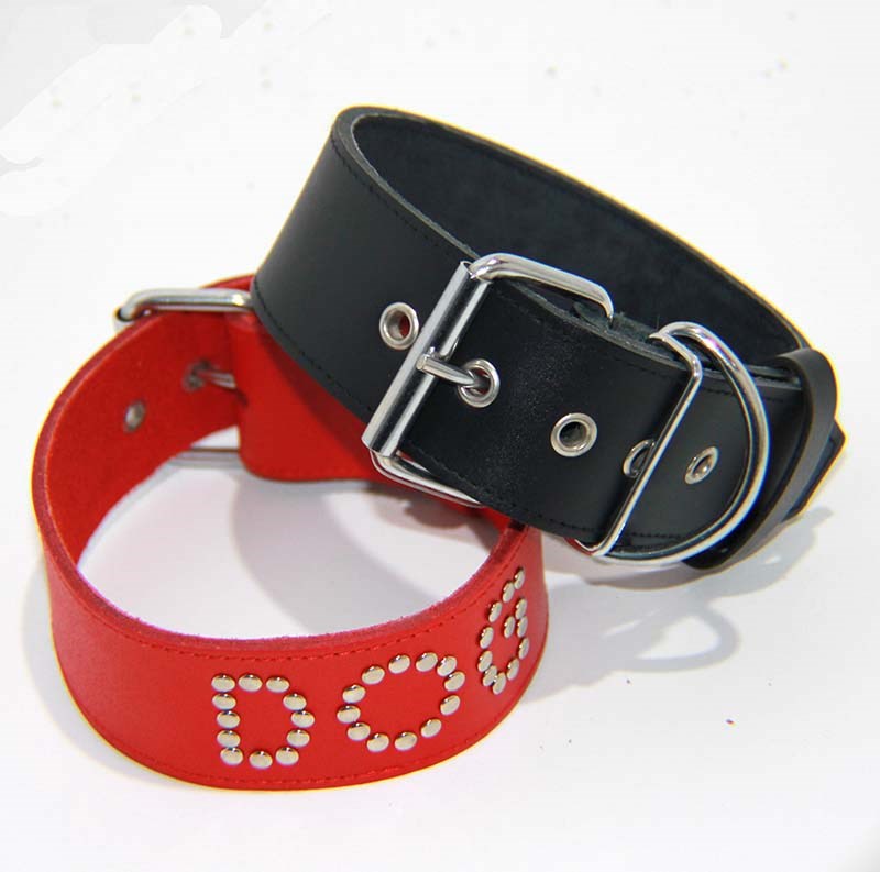 DOG Leather BDSM Collar Fancy Dress Ups