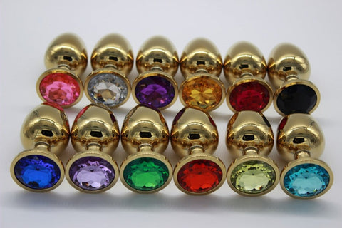 Golden Gemmed Medium Butt Plug - Steel Sex Toys