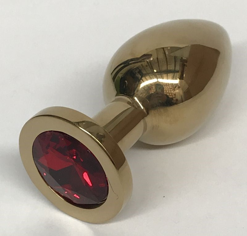 Golden Gemmed Medium Butt Plug Steel Sex Toys