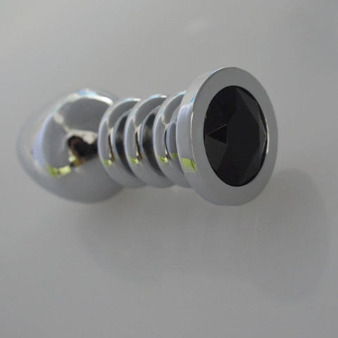 Hell's Couture Ribbler Metal Jeweled Anal Plug Large - Steel Sex Toys