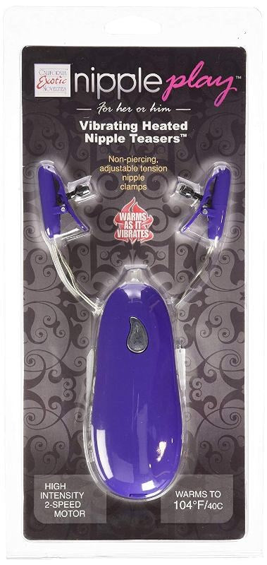 Nipple Play Vibrating Heated Nipple Teasers Purple Nipple and Clit Clamps