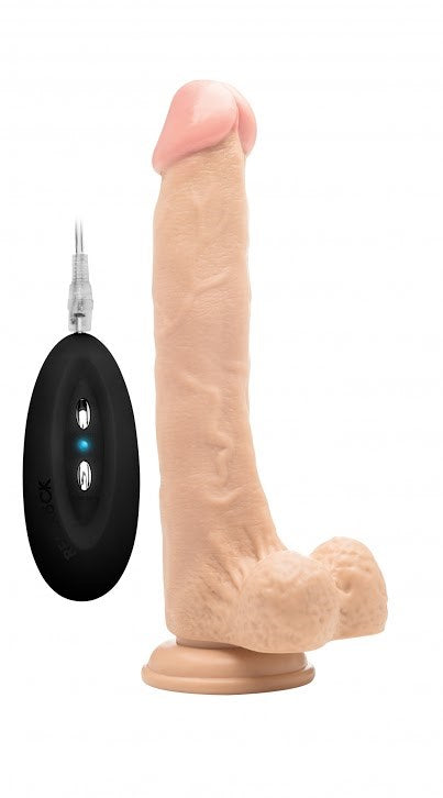 Real Rock Vibrating 10 Realistic Cock With Scrotum Vibrating Dildos