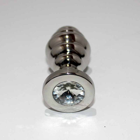 Ribbed Jewelled Butt Plug Medium - Rabbit Vibrators