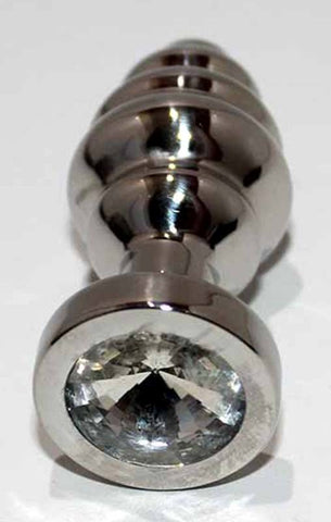 Ribbed Jewelled Butt Plug Small - Fancy Dress Ups