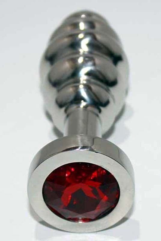 Ribbed Jewelled Large Butt Plug Steel Sex Toys