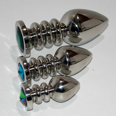 Ribbler Metal Jeweled Small Butt Plug - Steel Sex Toys