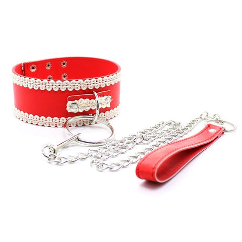 Sexy Lace Slave Collar With O-Ring - Collars and Leads