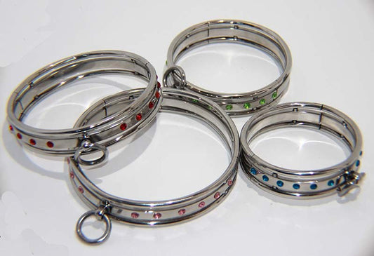 Steel Jewelled Slave Collar Large - Collars and Leads