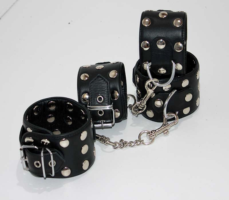 Xtreme Leather Studded Wrist & Ankle Cuffs Collars And Cuffs