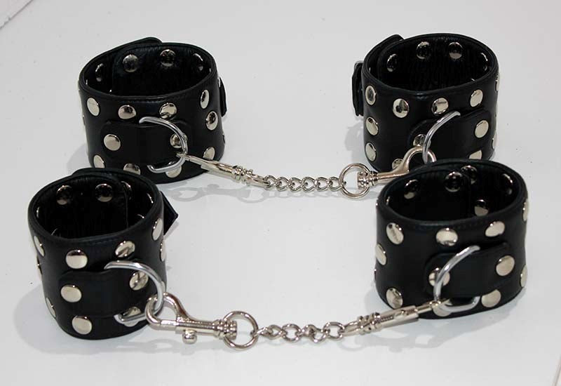 Xtreme Leather Studded Wrist & Ankle Cuffs Collars And Cuffs