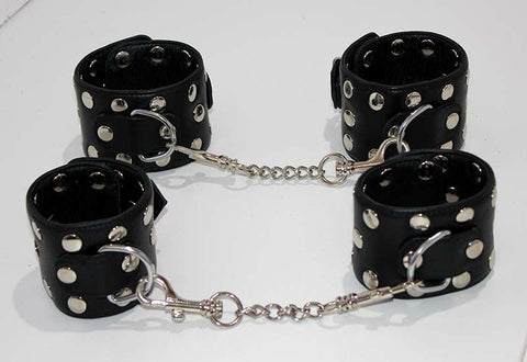 Xtreme Leather Studded Wrist & Ankle Cuffs - Cuffs and Restraints