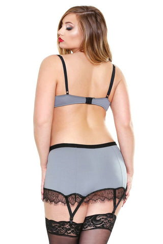 CURVE Lace Trim Bra, Skirt & G-String - Plus Sized Lingerie
