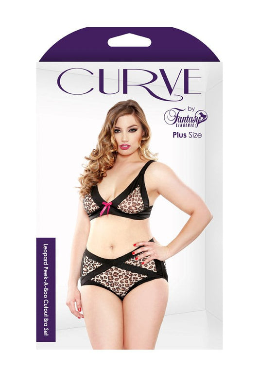 Curve Leopard Peek-A-Boo Cutout Bra Set - Bras and Bra Sets