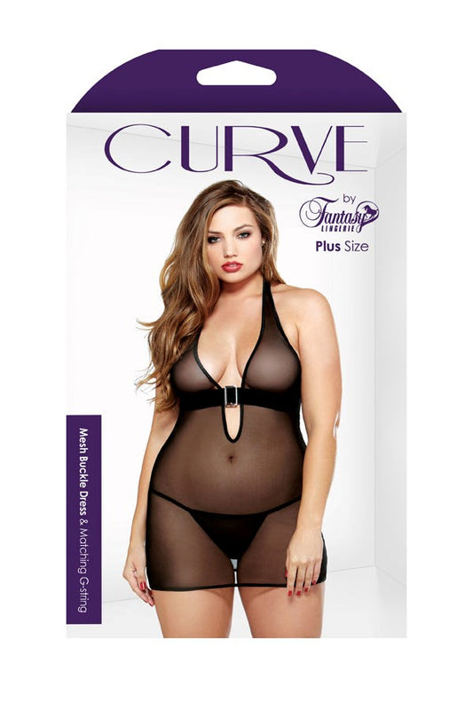 Curve Mesh Buckle Dress & G-String - Babydolls and Chemises