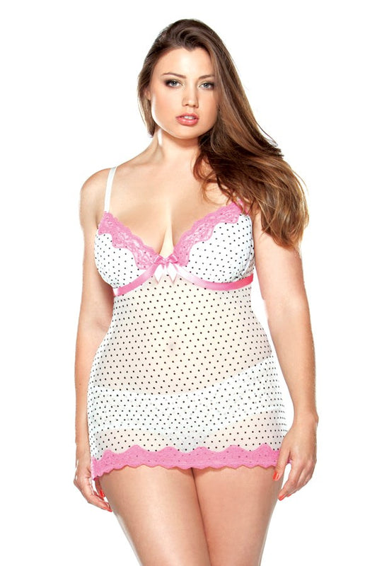 Curve Pushup Polkadot Babydoll & Panty - Babydolls and Chemises