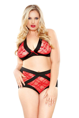 Curve Two Tone Lace Peek-A-Boo Cutout - Bras and Bra Sets