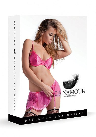 De Namour Pink Set With Bra, Garter Skirt and G-String - Bras and Bra Sets