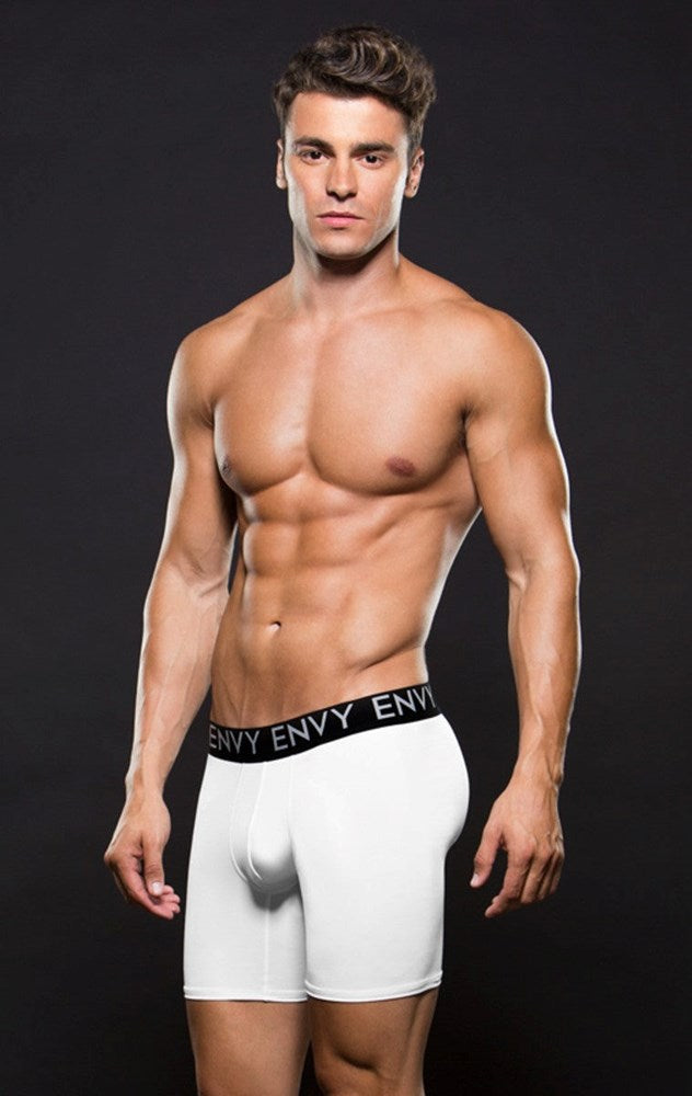 Envy Micro LowRise Logo Athletic Long Boxer White Jocks and G-Strings