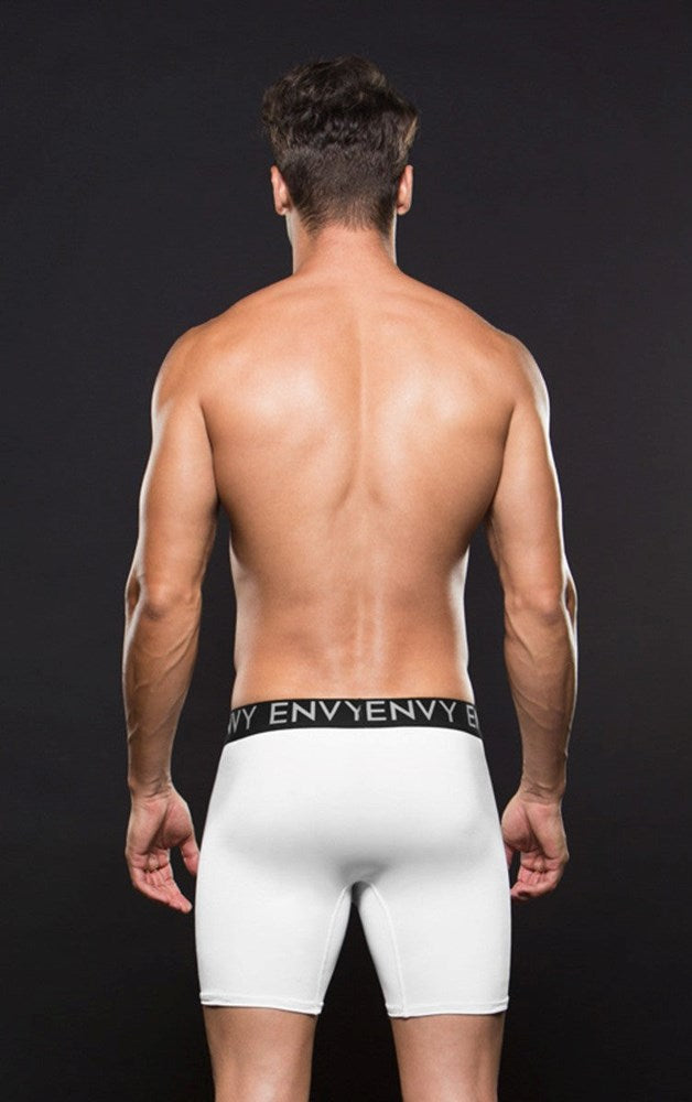 Envy Micro LowRise Logo Athletic Long Boxer White Jocks and G-Strings