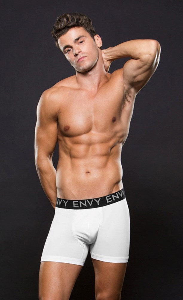 Envy Micro LowRise Logo Elastic Boxer White Jocks and G-Strings