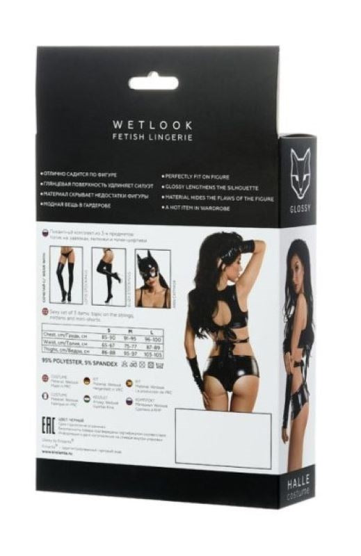 Glossy Wetlook 3 Pc Halle Set - Shine Bright in Style Bras and Bra Sets