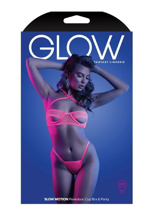 Glow Slow Motion Peek-A-Boo Bra & Panty - Bras and Bra Sets