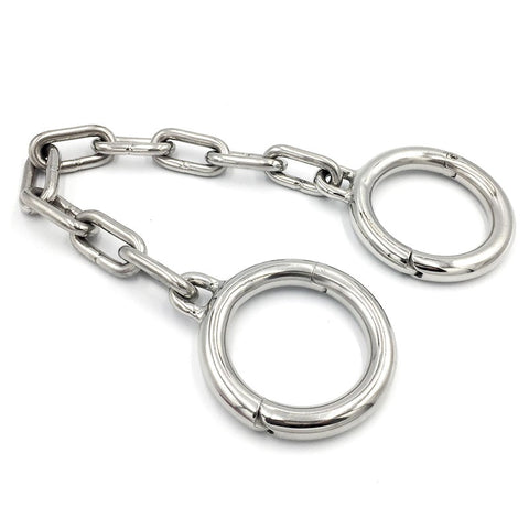 BDStyle Heavy-Duty Metal Ankle/Wrist Cuffs with Chain - Steel Sex Toys